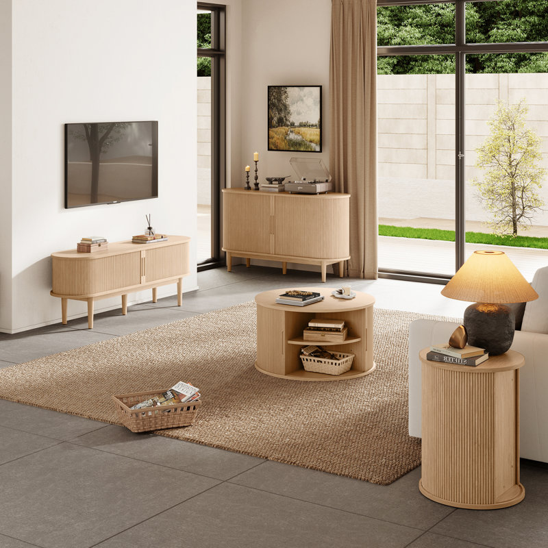 Leathia Fluted Round End Tables