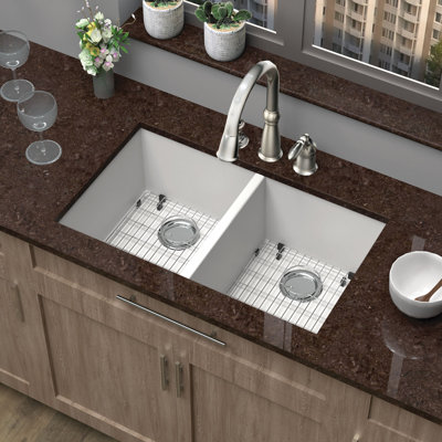 31'' L Double Bowl Granite Kitchen Sink