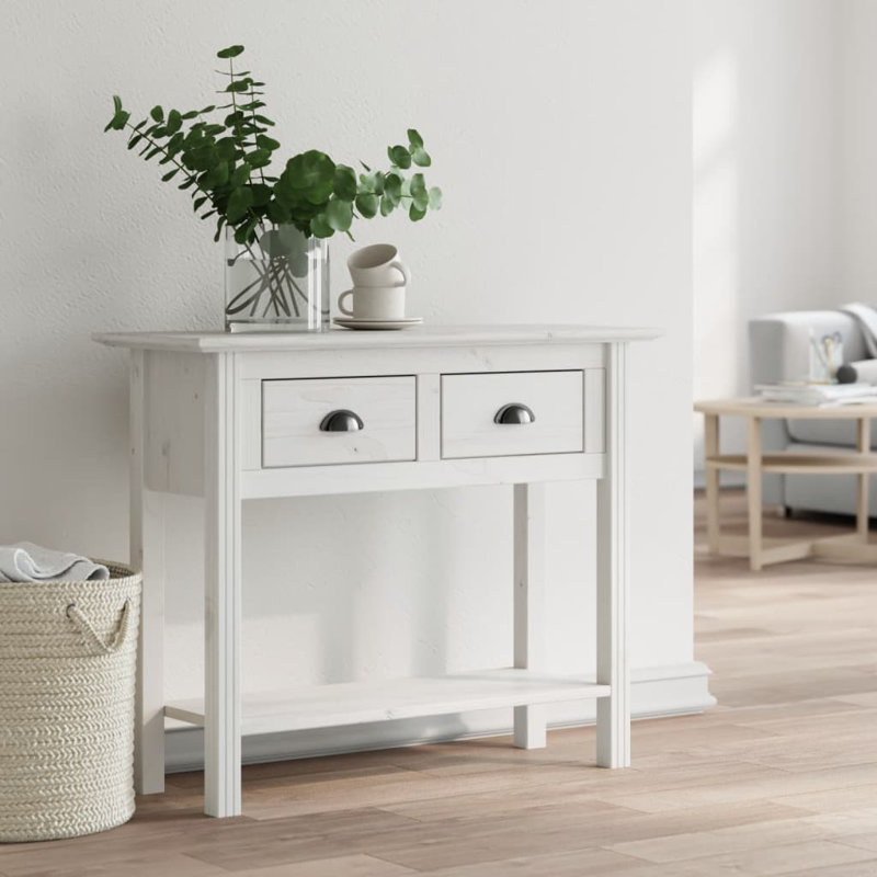 Posen 90cm Solid Wood Console Table, White, White