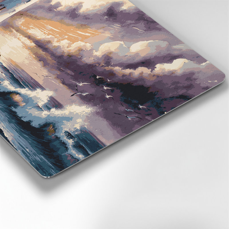 Art mural en métal rose, collection Coastal Lighthouse, H 132 po x l 168 po x P 0,05 po
