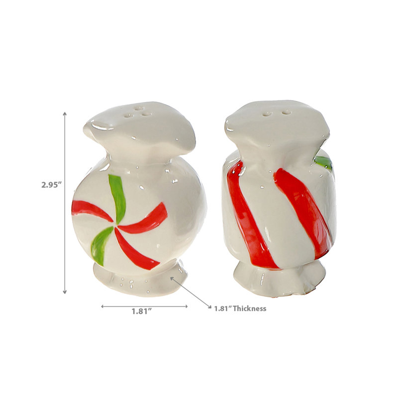 Ceramic Peppermint Candy Salt & Pepper Shaker