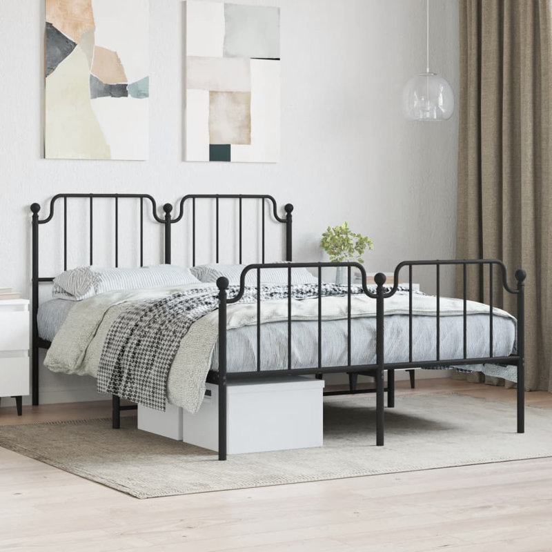 Absar Metal Bed, 140 x 200cm, Black footboard