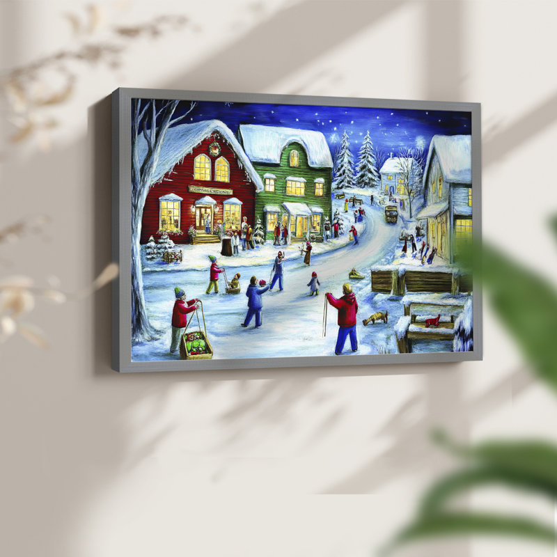 Art de Noël - Dxxiv - reproduction encadrée - réversible, Gris, H 16 po x l 20 po