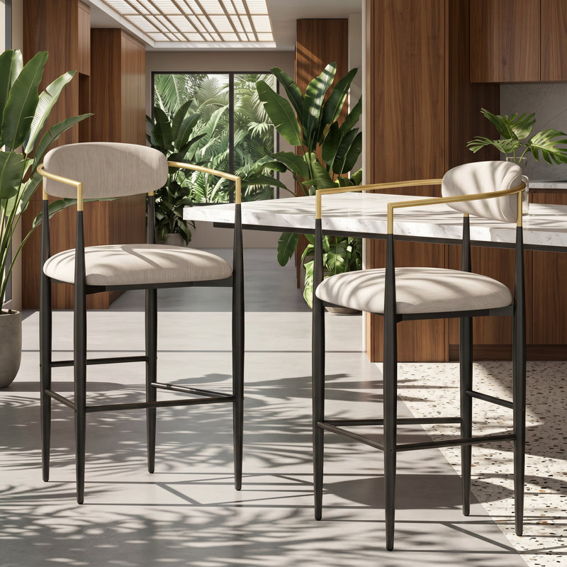 Tabouret de bar rembourré en tissu et fer de l 23 po x P 21,5 po x H 42 po Christopher Knight Home®