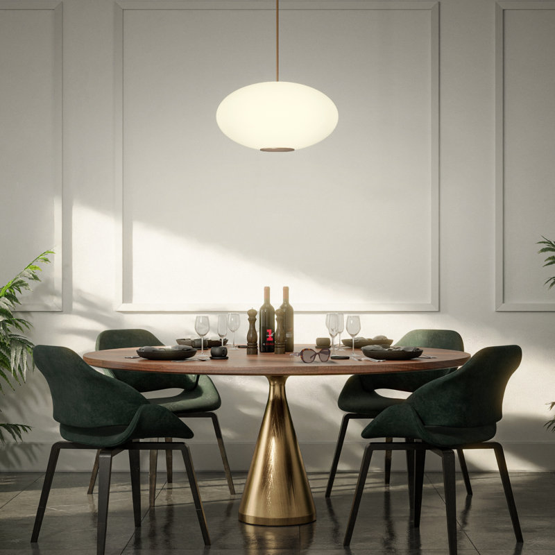 Illusion Dimmable LED Pendant With Oval Shaped Glass Shade, Adjustable Color Temperature, Aged Brass, 2700K