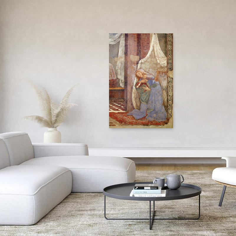 Annunciation, Detail Of The Virgin, 1481 Abstract Contemporary Wall Art Print by Sandro Botticelli - Wrapped Canvas Print