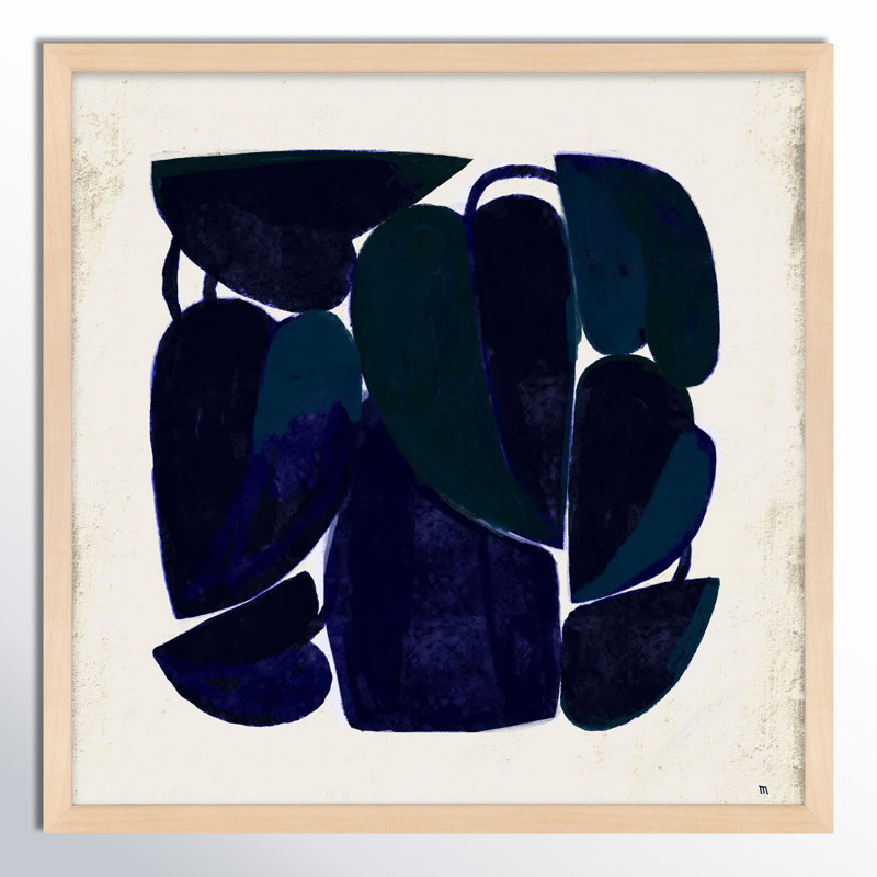 Blue Floral Print by StudioM, Maple Framed, 16" H x 16" W x 1.25" D