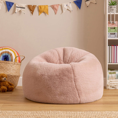 icon Kids Kingston Faux Rabbit Fur Classic Bean Bag, Natural