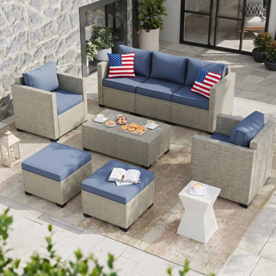 5-Person Wicker Outdoor Seating Group With Storage & Free World Cup Pillow Included