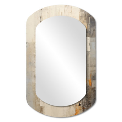 médiation abstraite de yoga bleu et blanc - miroir asymétrique de yoga, miroir mural décoratif de forme libre beige, impression d'art en métal