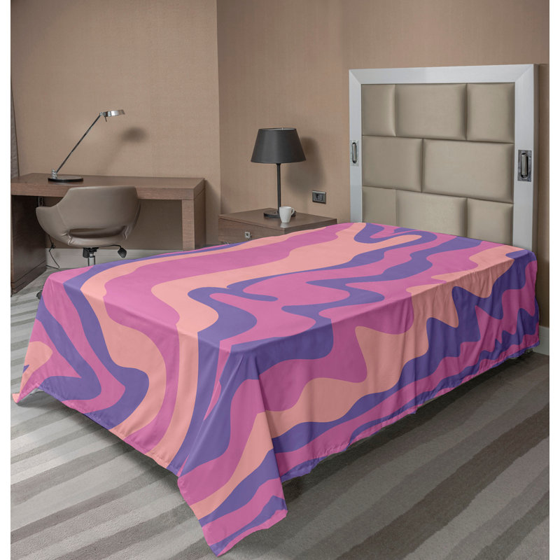 Drap plat moderne de style bohème Ambesonne, Drap plat pour lit simple TG, Rose / motif abstrait saumon pâle