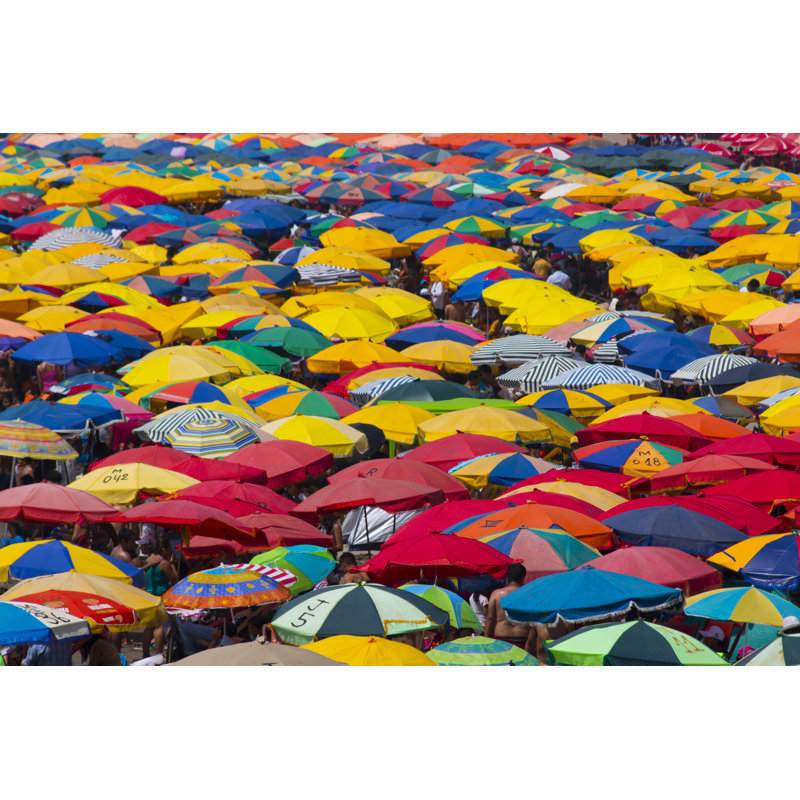 Crowded Beach Umbrellas by Hectojcm - Wrapped Canvas Print, 61cm H x 91cm W