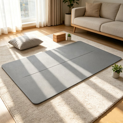 Extra Thick Yoga Mat 6'X4' - Non-Slip Double-Sided Eco-Friendly Design For Yoga/Pilates/Home Workouts, Durable Large Size Light Gray Mat