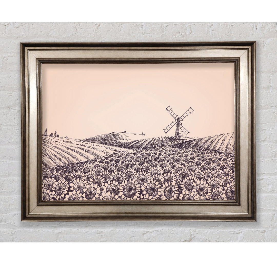 Sonnenblume Windmühle - Einzelner Bilderrahmen Kunstdrucke