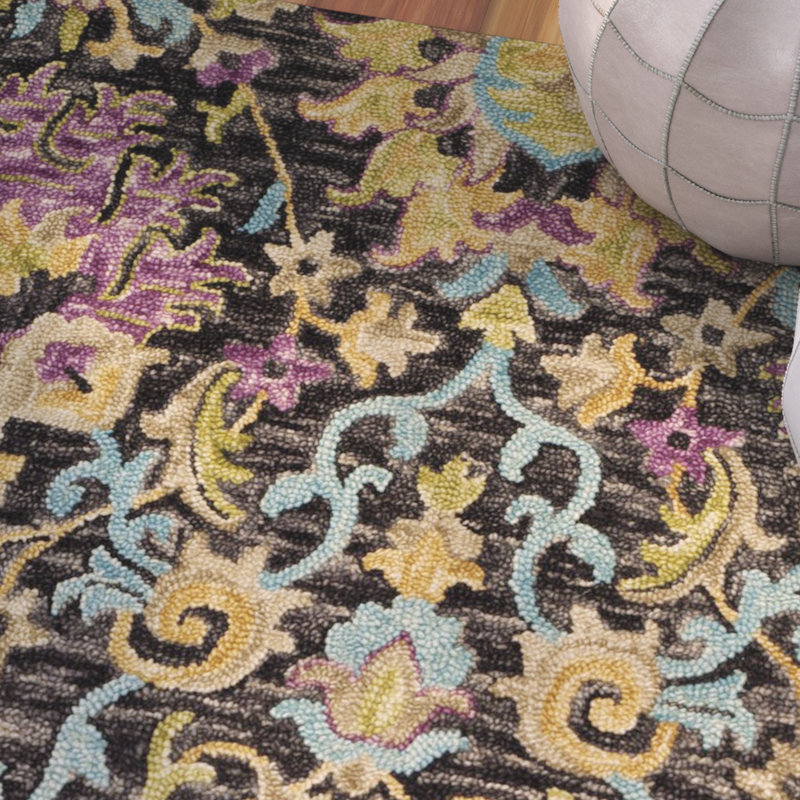 Tapis floral en laine touffeté à la main Broadmoor Blossom, Carré 6 pi