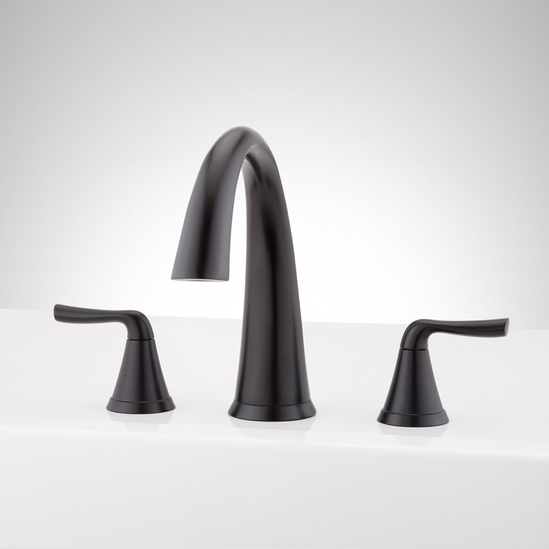 Robinet de baignoire romaine à 3 trous avec valve brute, Noir mat