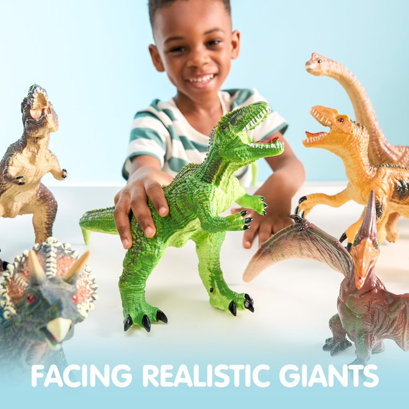 6 pièces de dinosaures géants pour les tout-petits, de grandes figurines de dinosaures douces avec un livre éducatif, des jouets réalistes du monde jurassique pour les enfants de 1 à 5 ans, de gros jouets de dinosaures pour le cadeau d'anniversaire de Noël