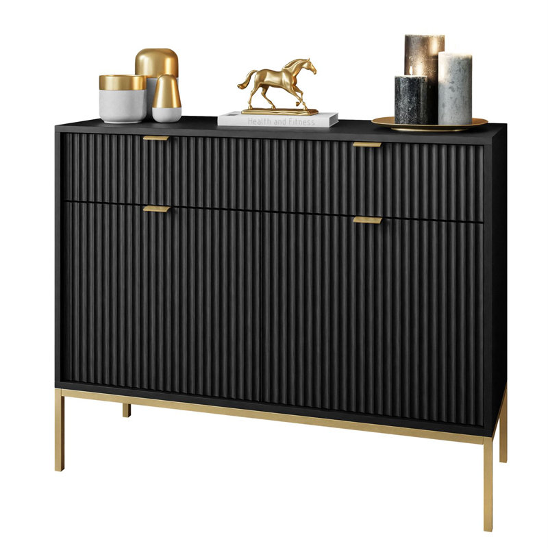 Allanah 104cm W 2 - Drawer Chest of Drawers, Black