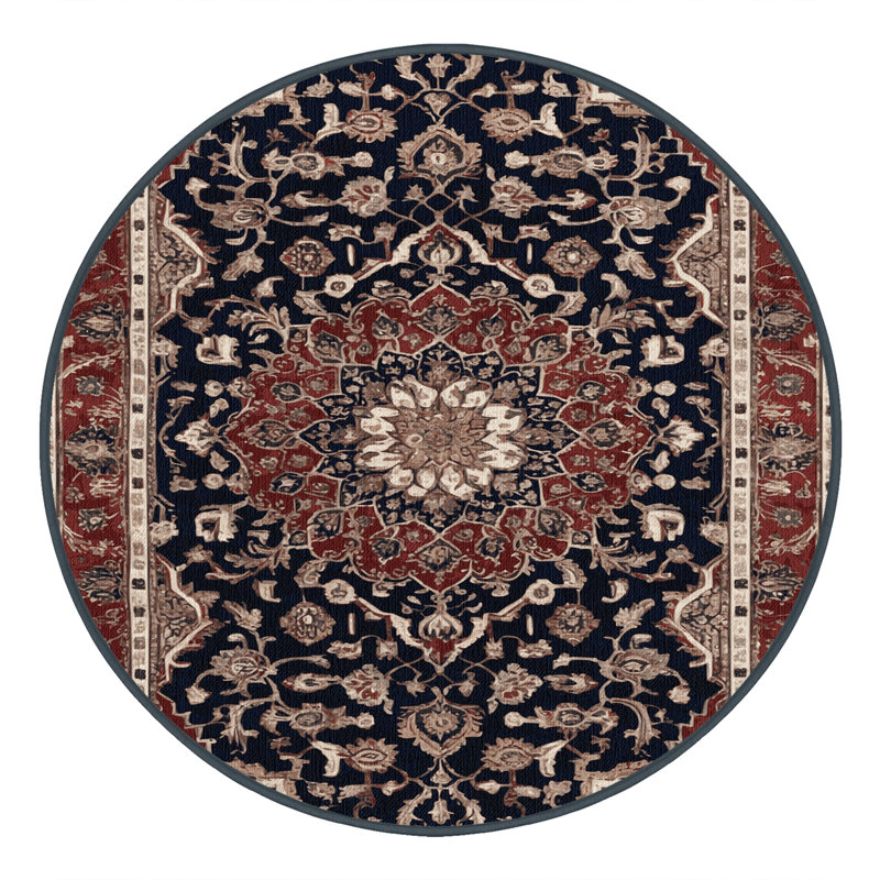 Tapis brun lavable à la machine, Rond 8 pi