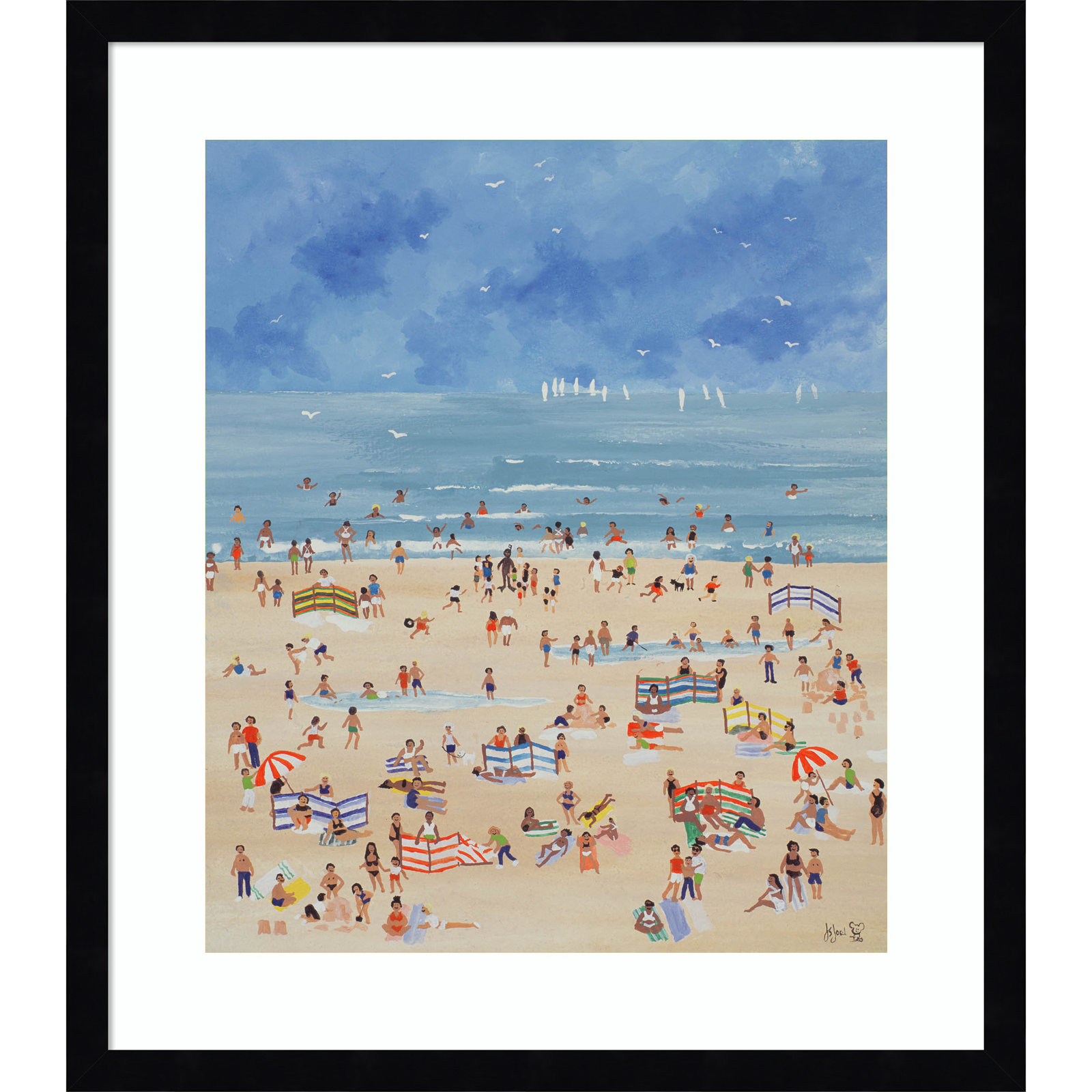 Judy Joel "Beach" Print, Black, 21" H x 19" W x 1" D