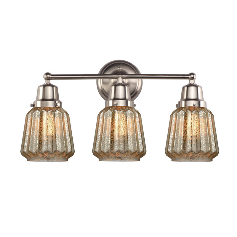Caggiano 3 - Light Dimmable Vanity Light, Mercury, Brushed Satin Nickel, Incandescent