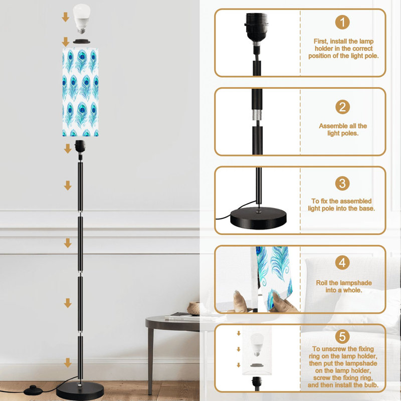 Lampe sur pied plume sans soudure plume à intensité variable moderne avec télécommande interrupteur au pied abat-jour abat-jour haut lampadaire pour salon chambre bureau