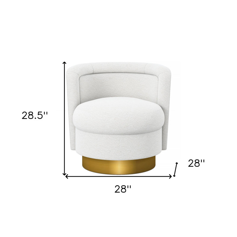 Fauteuil demi-tonneau pivotant blanc et doré Gracie Mills