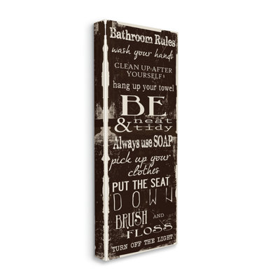 Bathroom Rules Chocolate White by Taylor Greene - Print