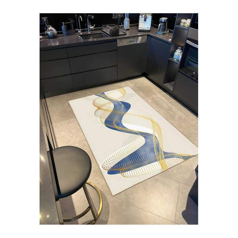Tapis à motif tissé à rayures Modern Modern, Sous-tapis rectangulaire de 3 pi 3 po x 4 pi 11 po
