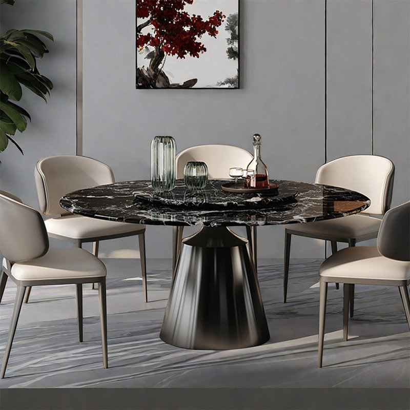 Table de salle à manger ronde Luxury, H 29,52 po x L 51,18 po x l 51,18 po