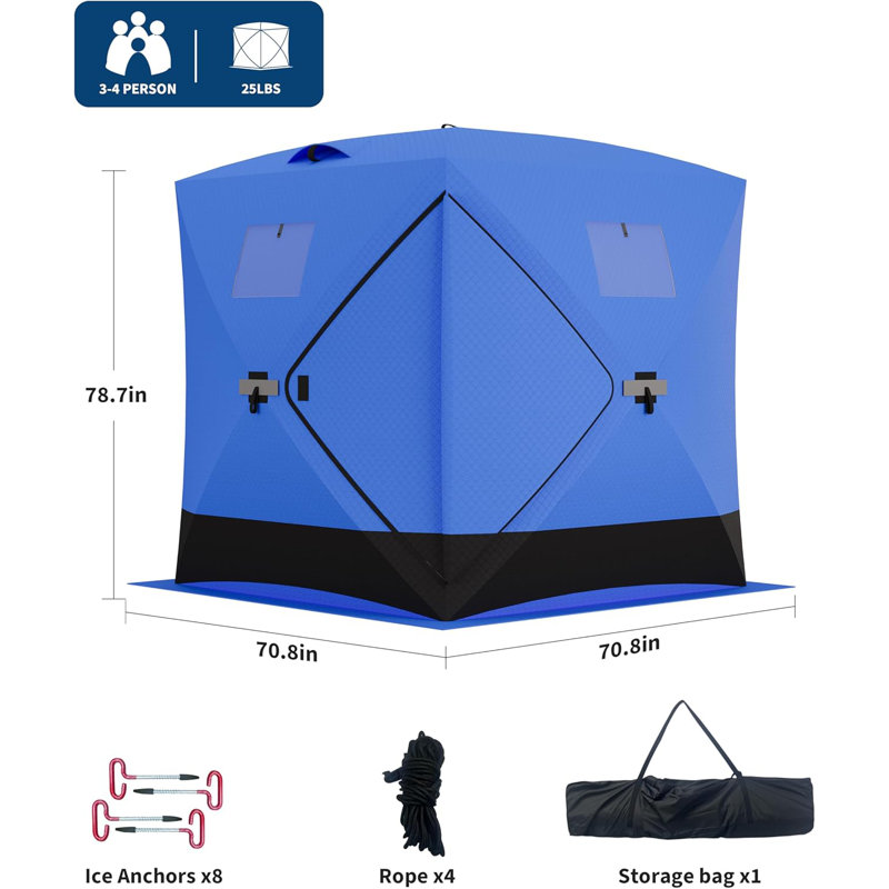 Abri de pêche sur glace Pop Up, Bleu
