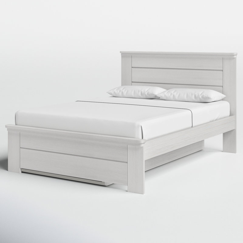  Decimus Solid Wood Platform Bed with Trundle, White Wash, Full