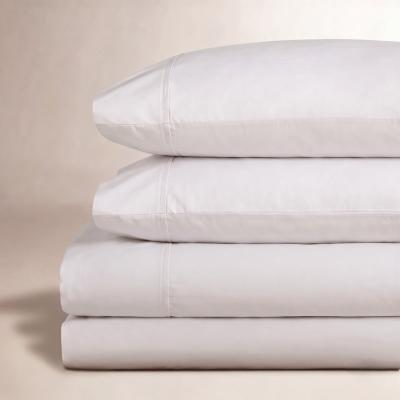 Coyer Classic Cotton Percale Sheet Set, Full Sheet Set + 1 Fitted Sheet + 2 Pillowcases, Soft Gray