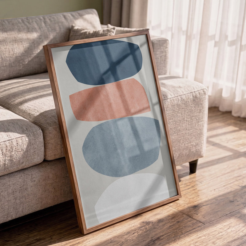 Balanced Abstract Forms Print, 40 × 60, Framed Print, Brown