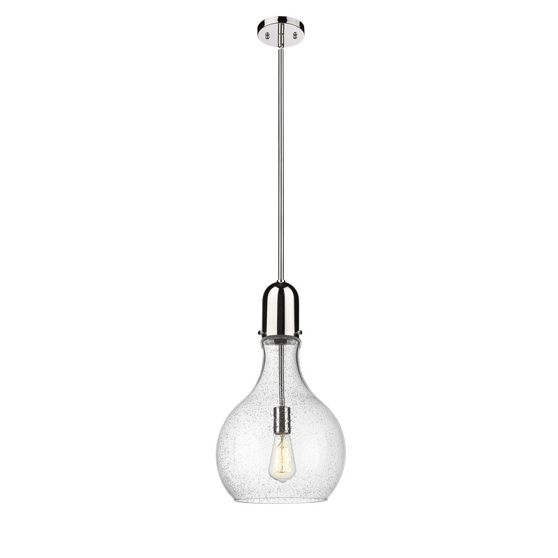 Luminaire suspendu à globe unique à 1 lumière, H 53,25 po x l 11,75 po x P 11,75 po, Ampoule non incluse, Nickel poli
