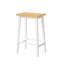 Chaises de bar en bois massif (lot de 2), hauteur 65 cm, blanches, avec repose-pieds, pour salle à manger.