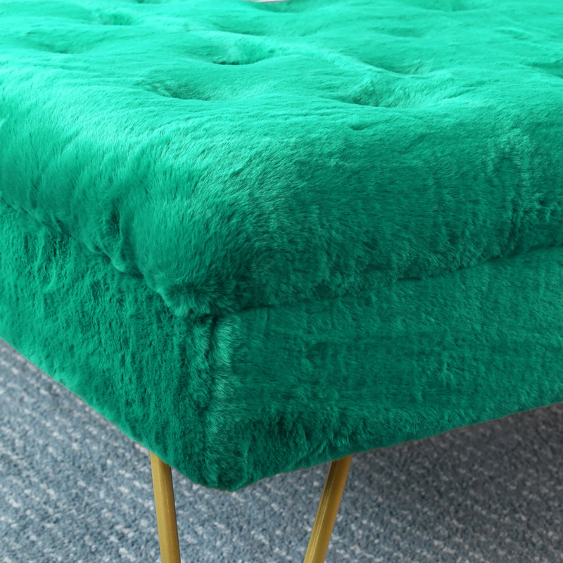 Heer Upholstered Ottoman, Arcadia Faux Fur