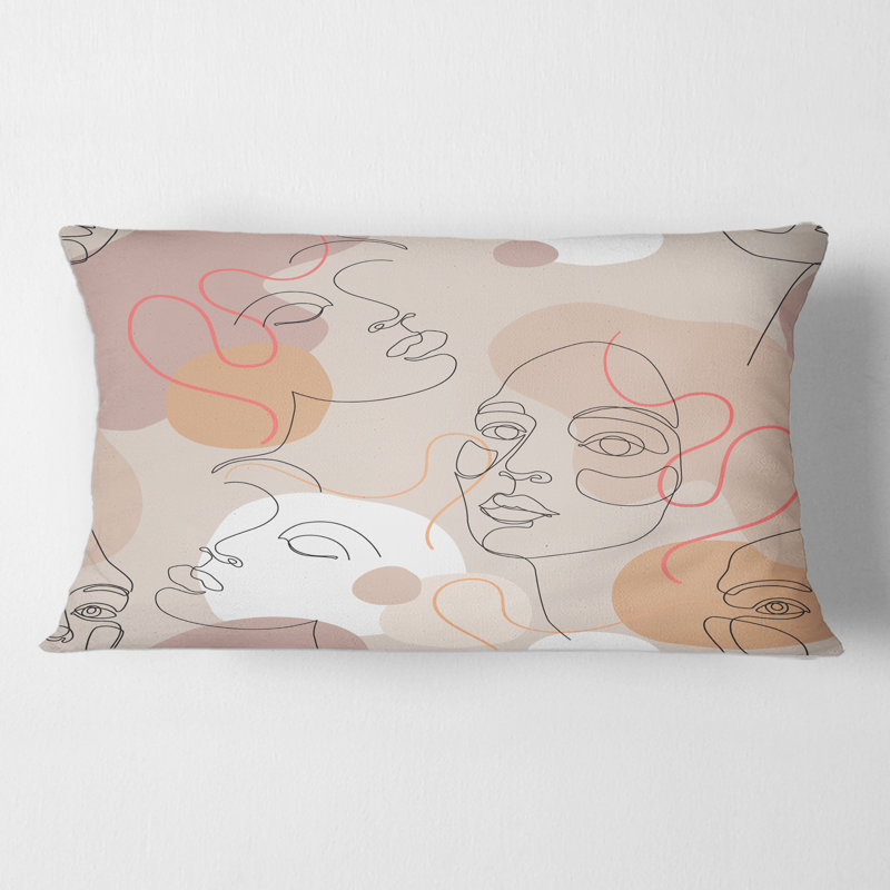 Housse et insert de coussin rectangulaire One Line Woman Portraits