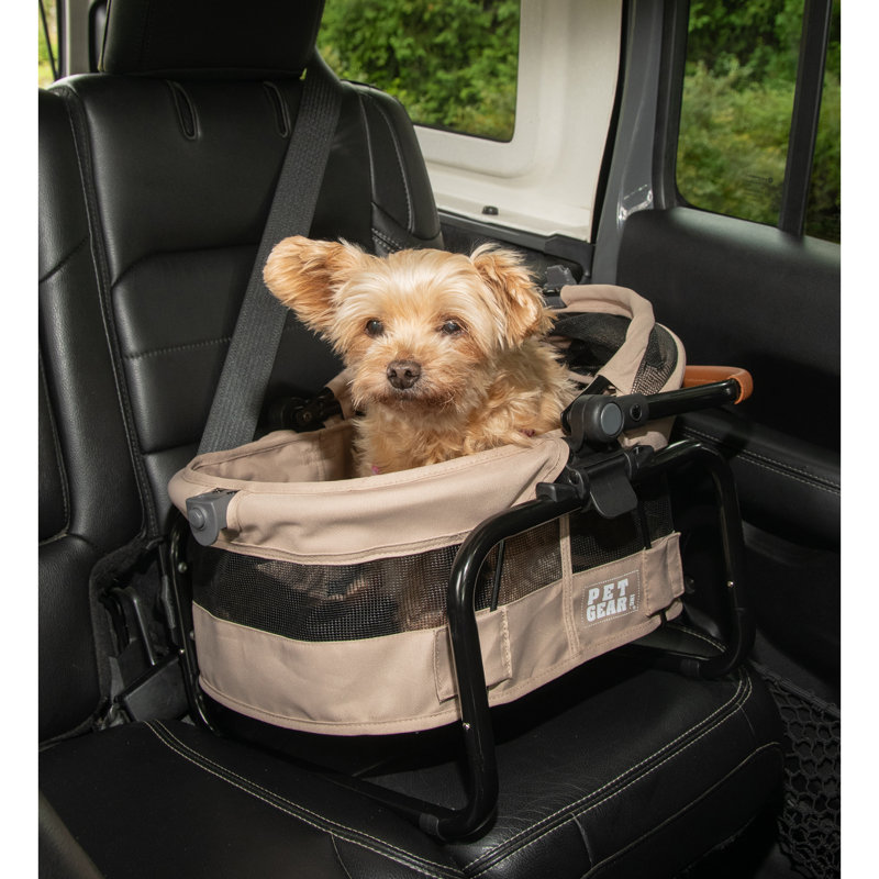 Sand Aluminum 3-in-1 Pet Stroller, Carrier, and Booster Seat