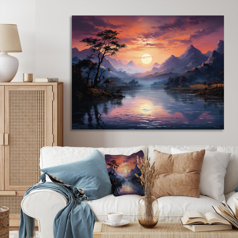 Lever de soleil thaïlandais dans les montagnes, Toile tendue, H 16 po x l 32 po x P 1 po
