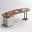Bureau à 3 tiroirs brun noisette + bois manufacturé blanc + acier inoxydable-109080086-109080084