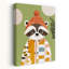 Cozy Raccoon Portrait Playful Whimsical Abstract Animal Autumn Wall Art Print by Mathieu - Wrapped Canvas Print-2123845952