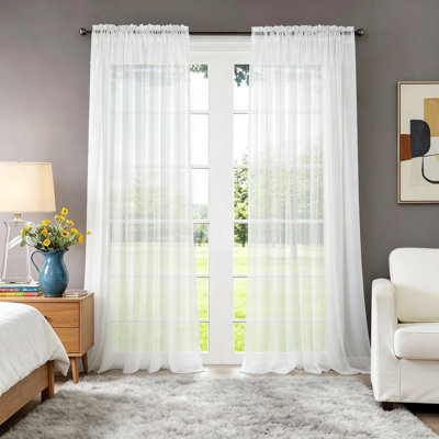 Voile blanc uni avec passe-tringle