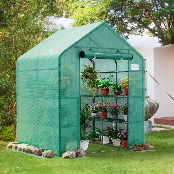 Balconera 56"W Small Greenhouse w/ Shelves u0026 Reviews - Wayfair 56"W Small Greenhouse w/ Shelves