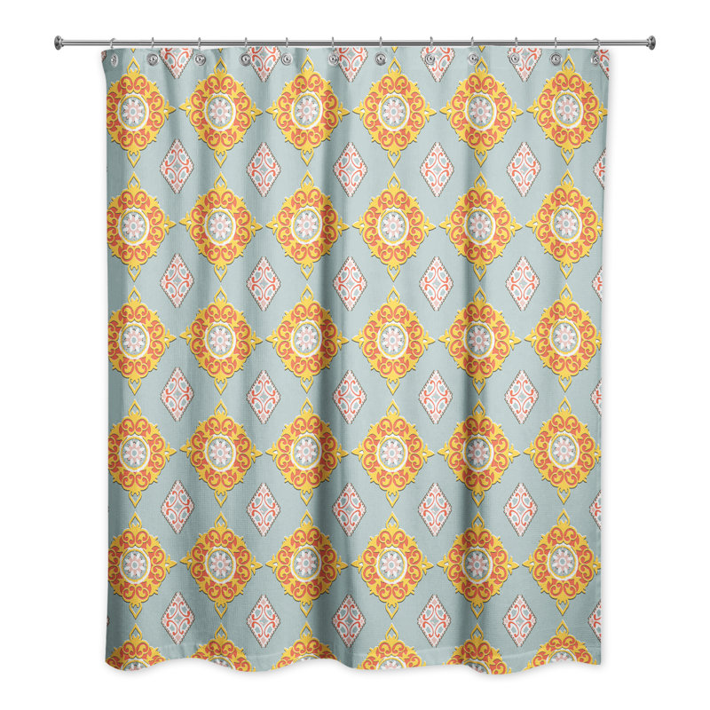 Rideau de douche simple Handler, Bleu / Jaune