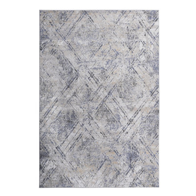 Collection 5X7 Blue/Grey /Geometric Non-Shedding Living Room Bedroom Dining Home Office Stylish And Stain Resistant Area Rug