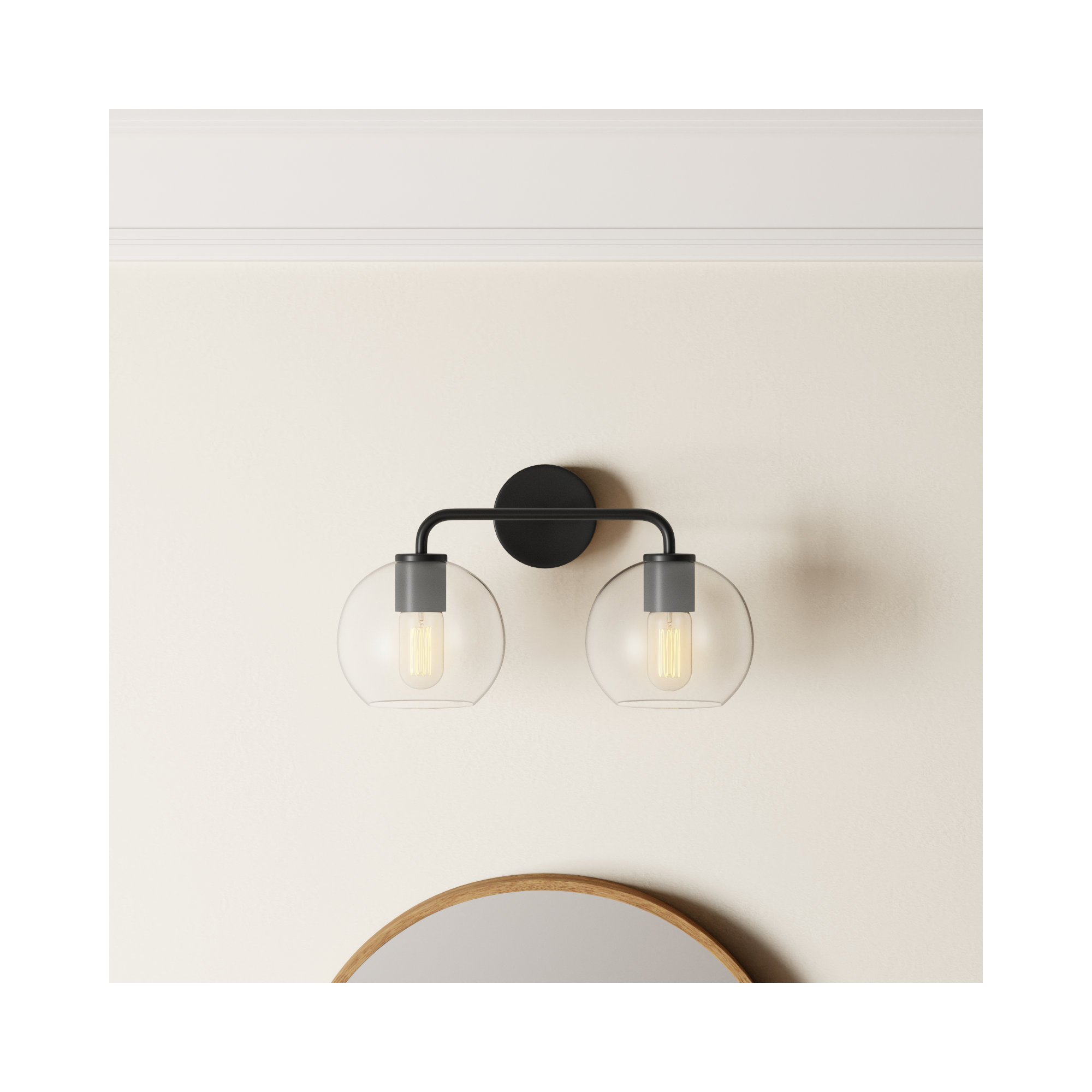 Childerley 2 Light Vanity, Midnight Black, Clear