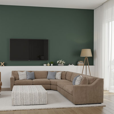 Canapé modulaire en L 3 pièces Chandler Cocoa - Coussins moelleux en mousse et en fibre, 9 coussins décoratifs, housses amovibles, salon moderne