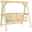 Balançoire de véranda 3 places avec support, balançoire de patio avec tables d'appoint pour jardin, piscine ou cour arrière
