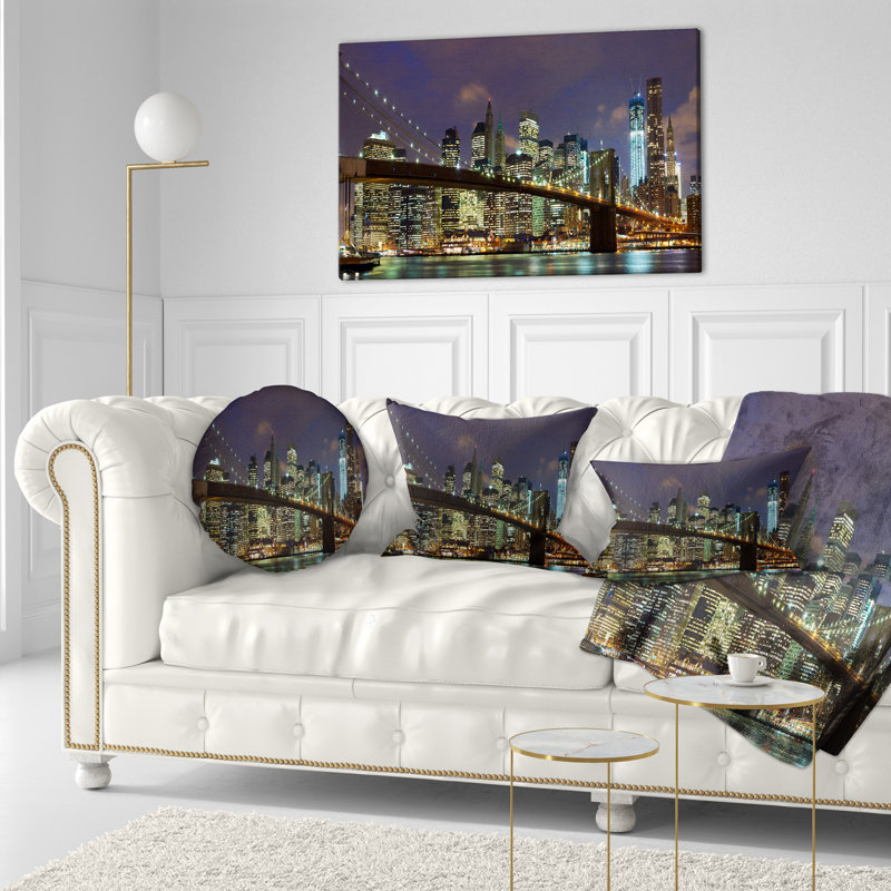 Coussin lombaire panoramique cityscape brooklyn bridge